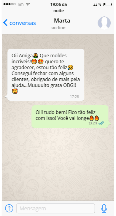 Depoimento de cliente satisfeita